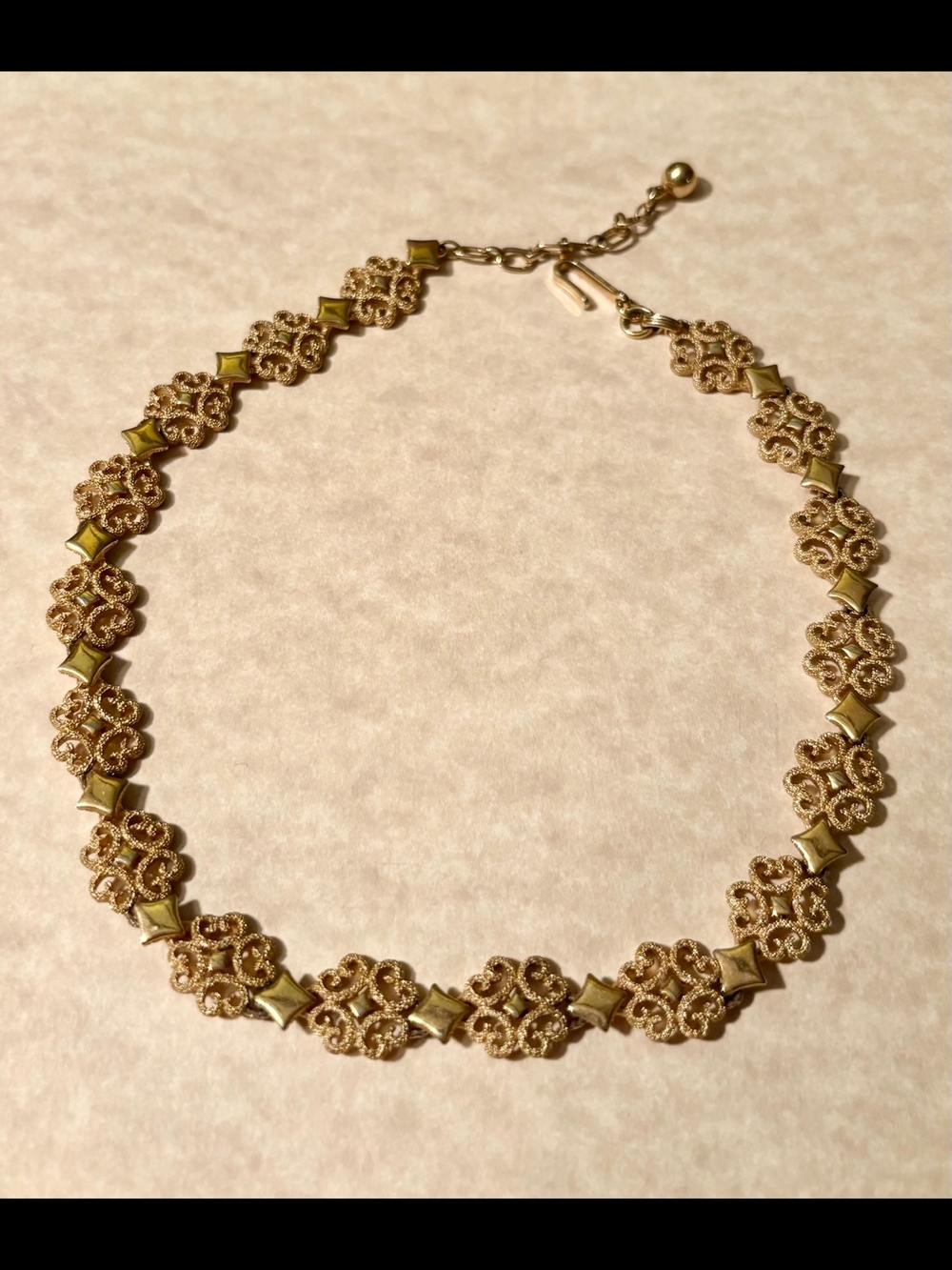 Avon Gold-Tone Necklace with Olive Green Accents